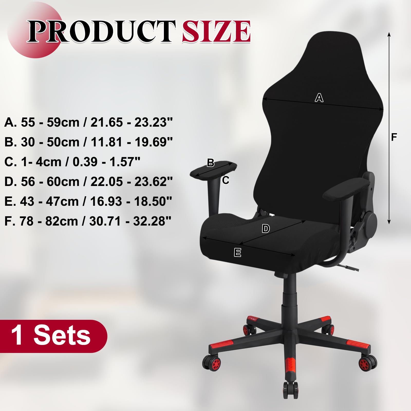 sourcing map Gaming Chair Covers, Stretchable Office Computer Chair Slipcover with Armrest Covers