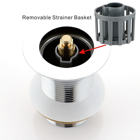 Brass Pop Up Sink Plug Basin Sink Drain Stopper Non-Overflow Chrome Finish