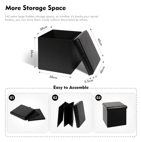 Bonlife Small Ottoman Storage Box with Lid, Foldable Cube Footstool
