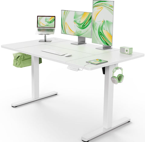 Marsail Electric Standing Desk with USB-A Charging Port, 160 x 80 cm Height Adjustable Sit Stand Desk with 4 Custom Height Settings, 80kg Max Load