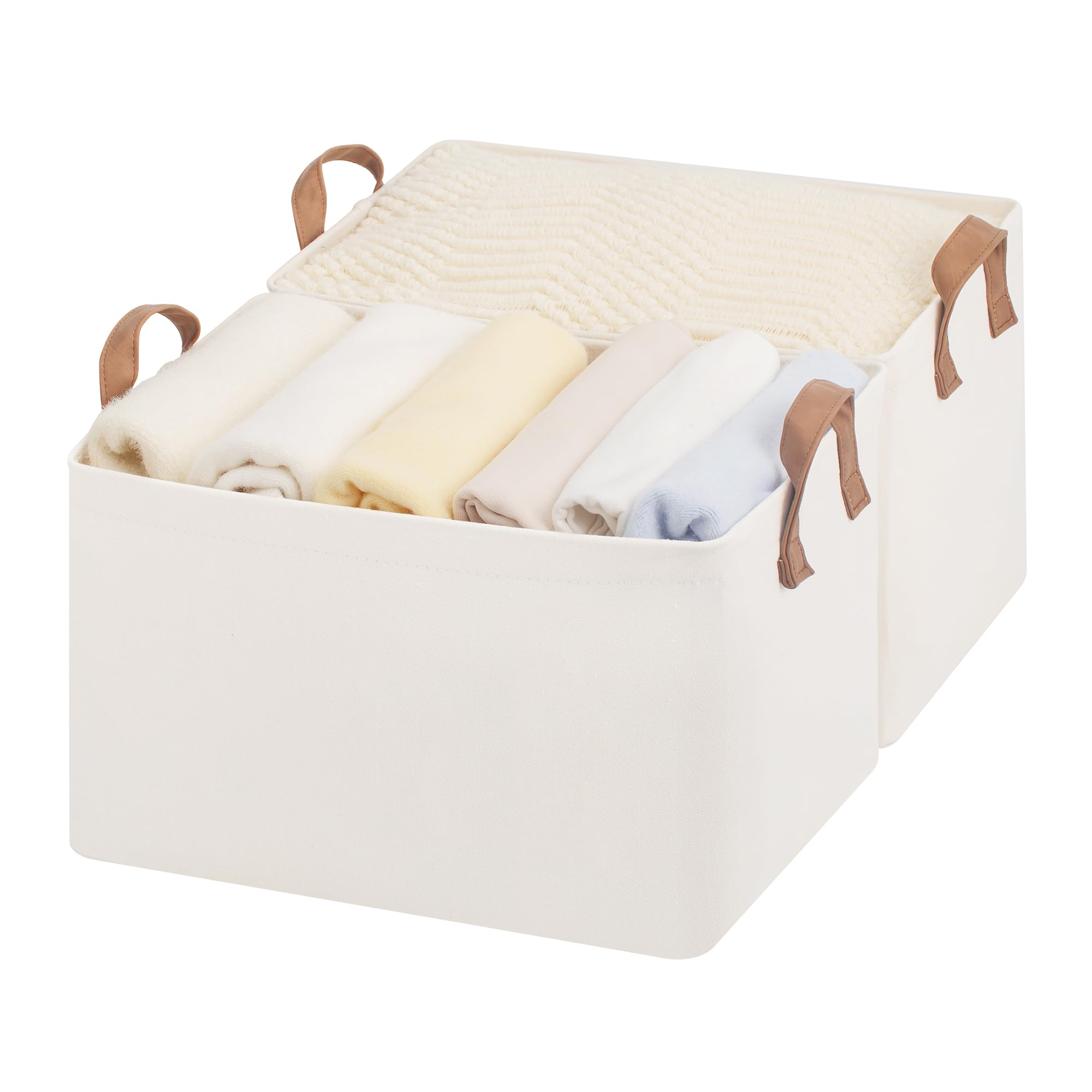 StorageWorks Fabric Storage Boxes for Shelves, Large Storage Baskets with Metal Frame, Foldable Clothes Storage Boxes