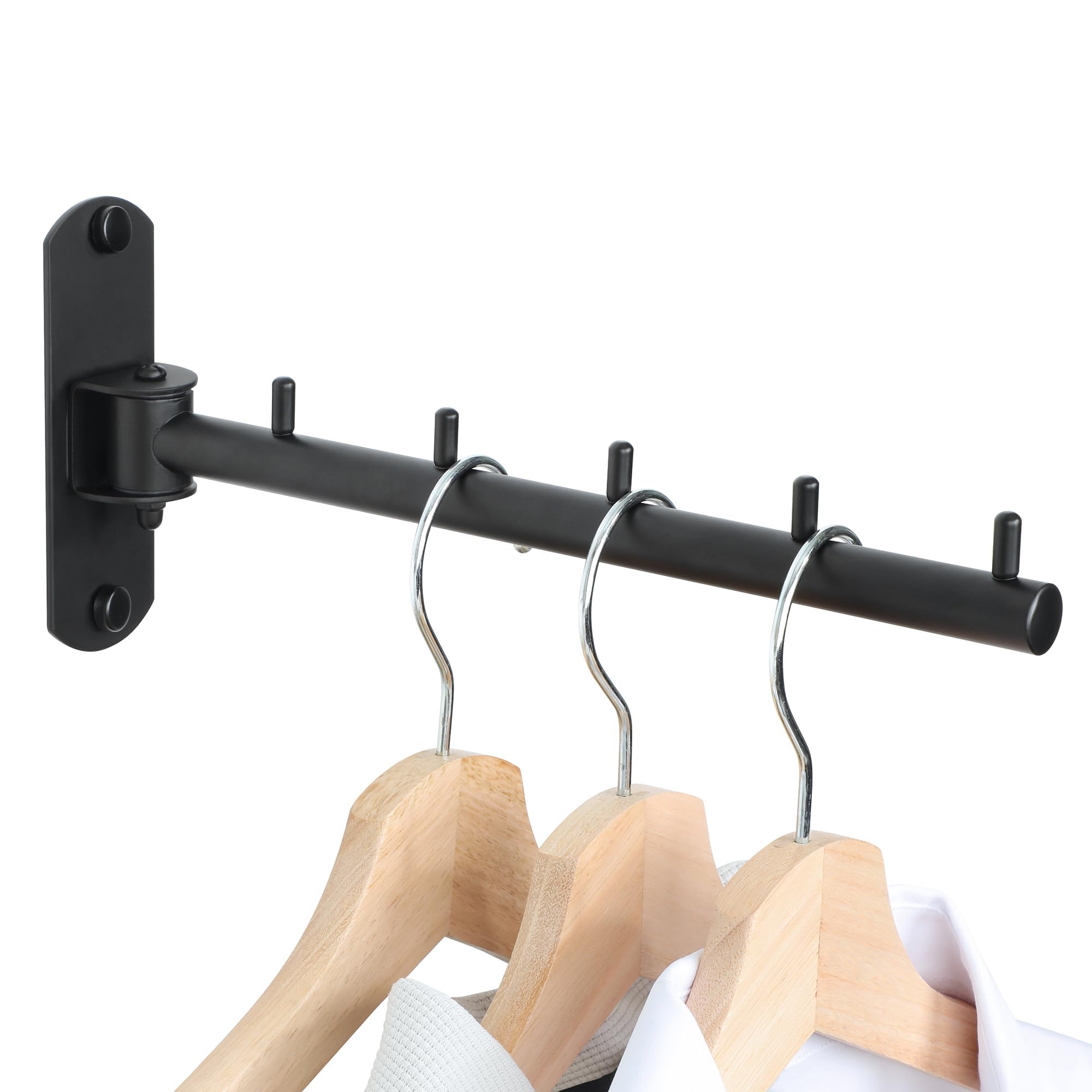 Mooche Clothes Rail Wall Mounted Black, Swivel Rail, 27CM