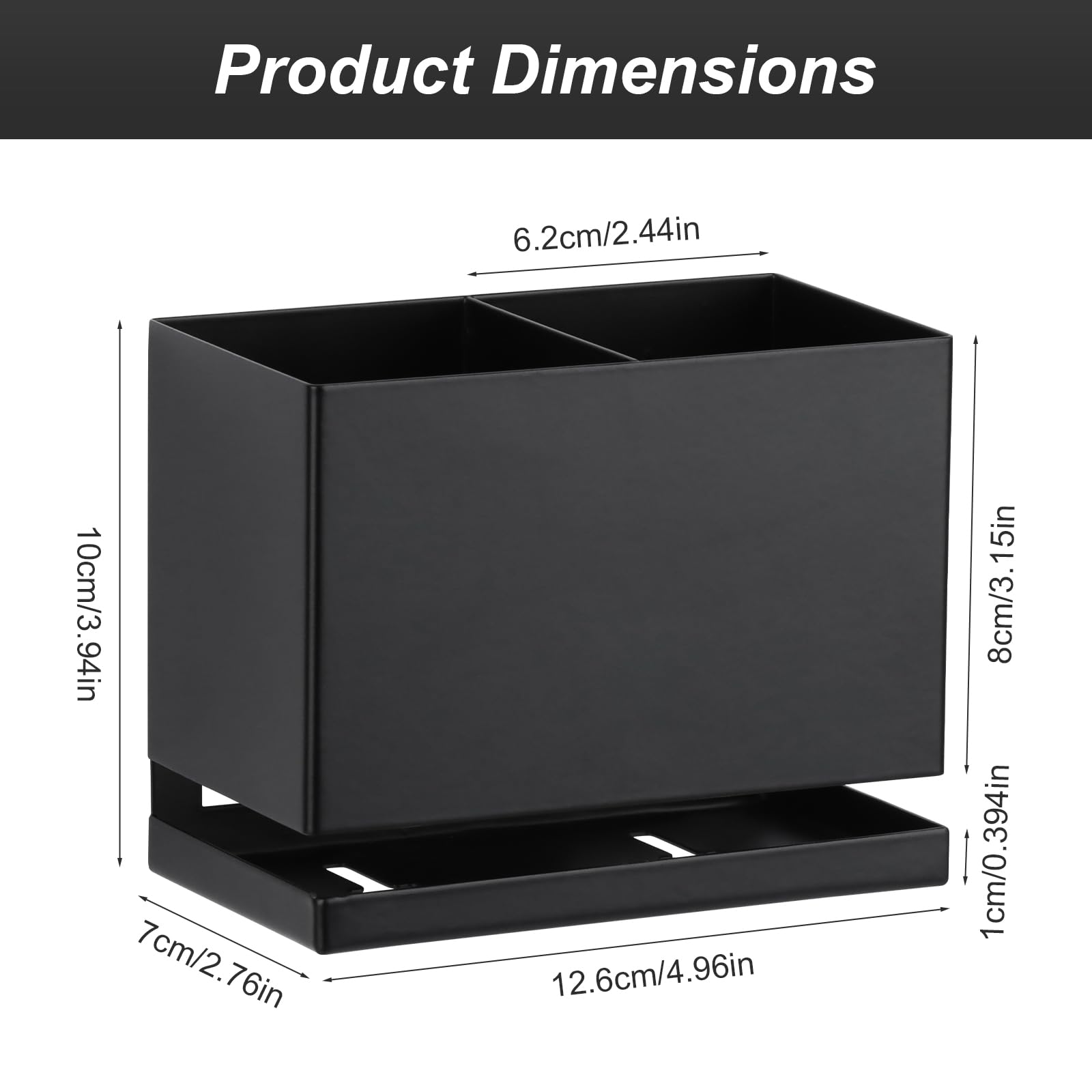 Doygim 2-Slots Electric Toothbrush Holder Wall Mounted & Countertop, Black