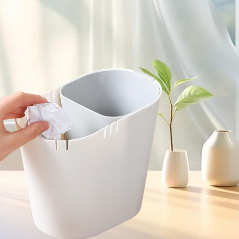 Small Desk Bin, Wet Dry Divided Trash Can Portable Counter Trash Can Two Compartment Garbage Can Table Storage Bin for Kitchen Bathroom Living Room