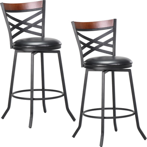 Farini Swivel Bar Stools Set of 2, Country Style Chairs with Back and Footrest for Kitchen Island, Pub, Restaurant