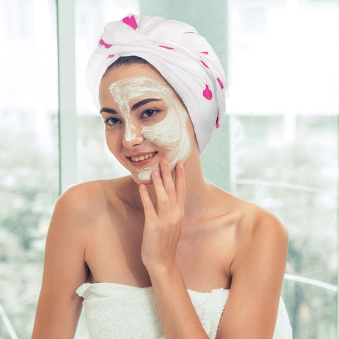 GYIOFAI Quick Dry Hair Turban Towel Absorbent Rapid Drying Hair Towel Wrap Heart Design Microfiber for Women Wet Long Thick Curly Super Absorbent