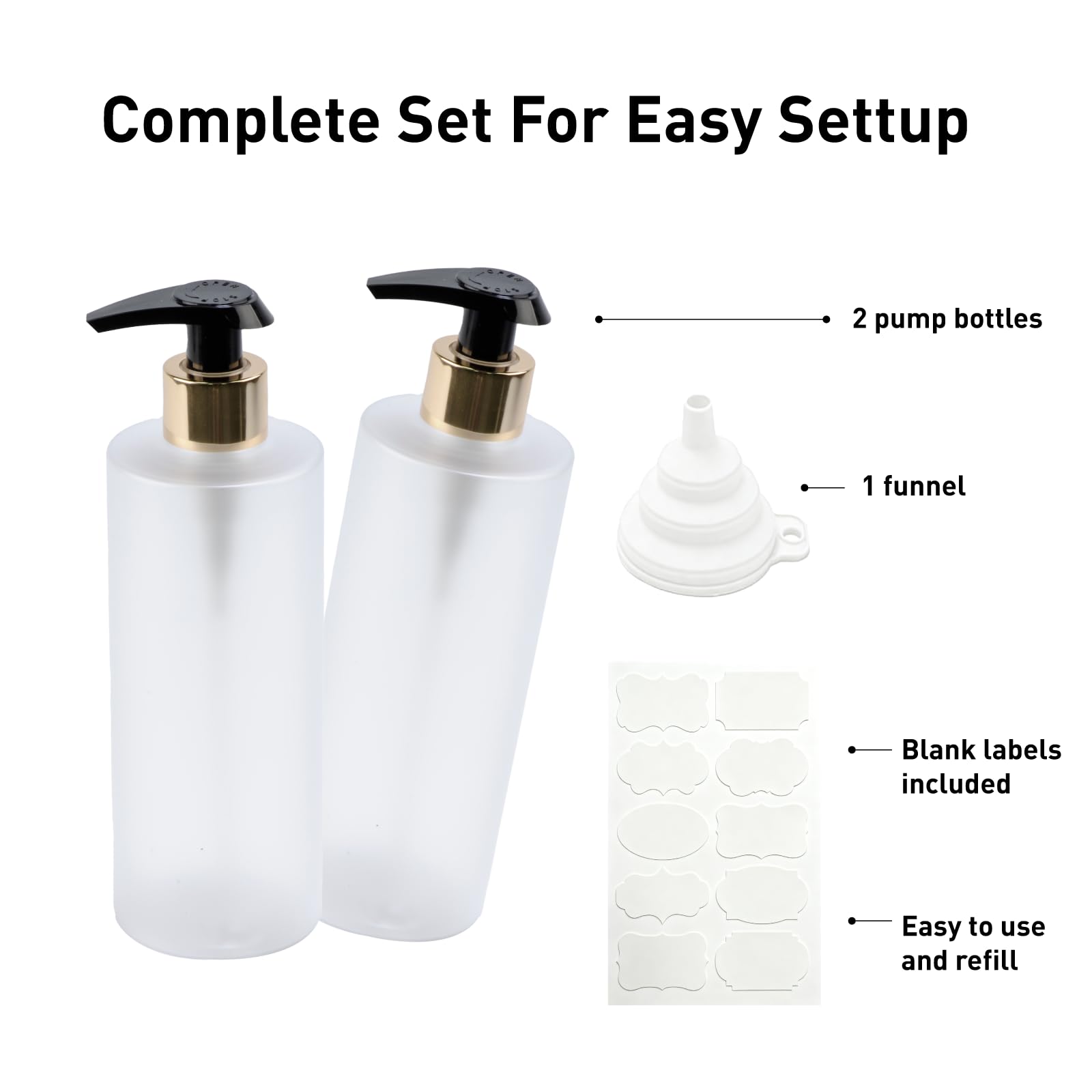 2 Pcs Hand and Dish Soap Dispenser Set, 300 ML Plastic Washing Up Liquid Dispenser Bottles