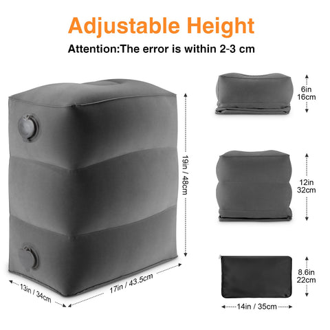 Maliton Inflatable Airplane Foot Rest with Pump Bag (Darkgrey, 1 Pack)