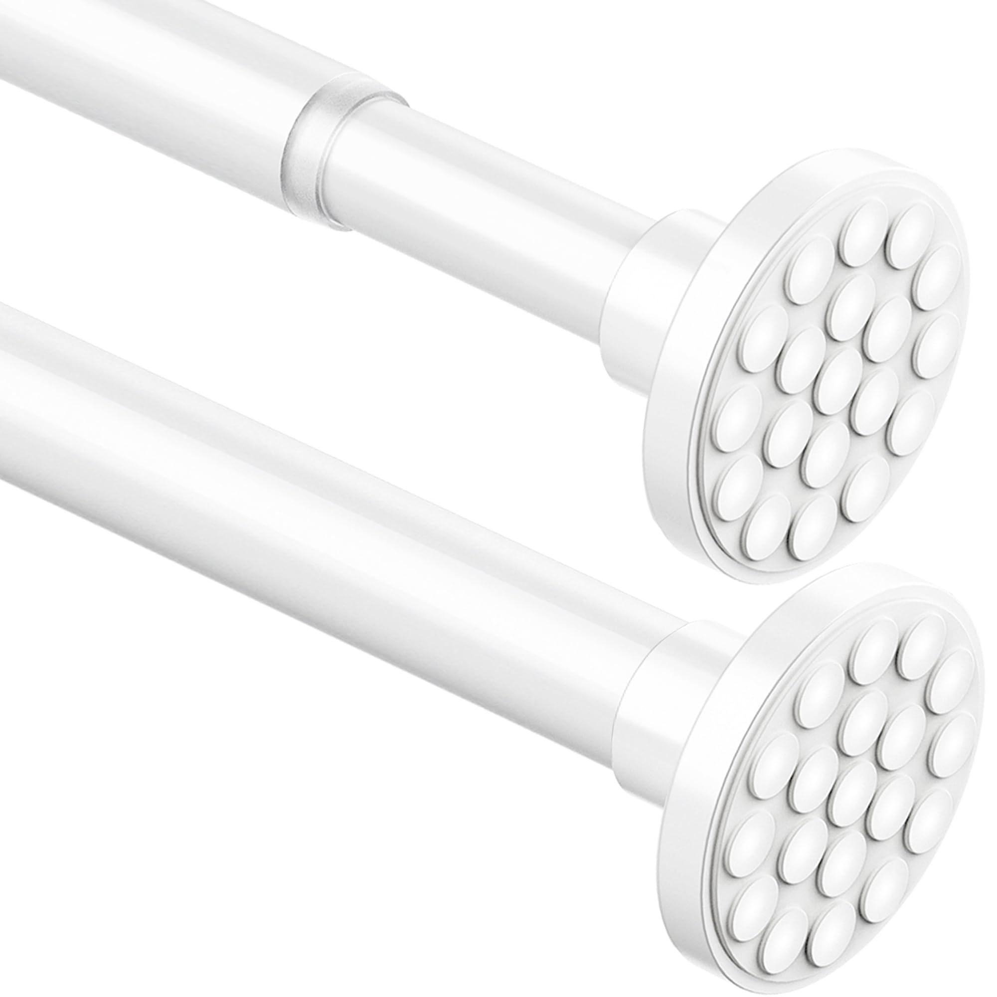 Curtain Pole No Drill Extendable Clothes Rail Shower Curtain Rail Telescopic Rod Curtain for Bathroom,Bedroom,Wardrobe White (48-70CM Φ25mm)