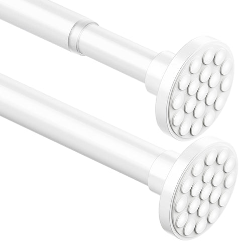 Curtain Pole No Drill Extendable Clothes Rail Shower Curtain Rail Telescopic Rod Curtain for Bathroom,Bedroom,Wardrobe White (48-70CM Φ25mm)