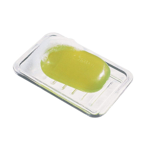 InterDesign Plastic Bar Dish for Bathroom Sink or Shower-Ridged Soap Saver Design-Rectangular, Clear, 3.5" x 5.25"