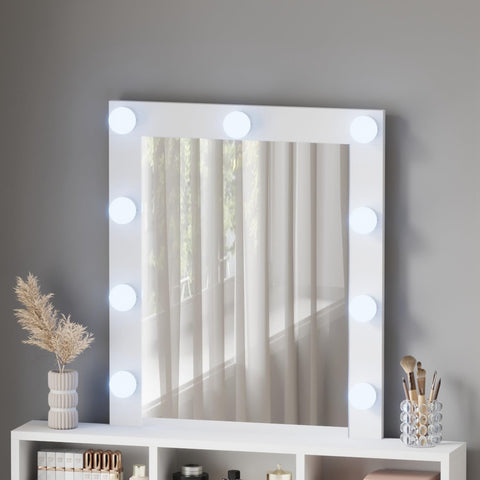 WestWood Modern LED Dressing Table with Hollywood Mirror, Makeup Vanity Desk with Drawers and Open Shelves