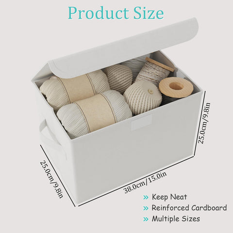 GUOHNHE Storage Boxes, Clothes Bins with Lids, 2 Pack, White, 38x25x25 cm