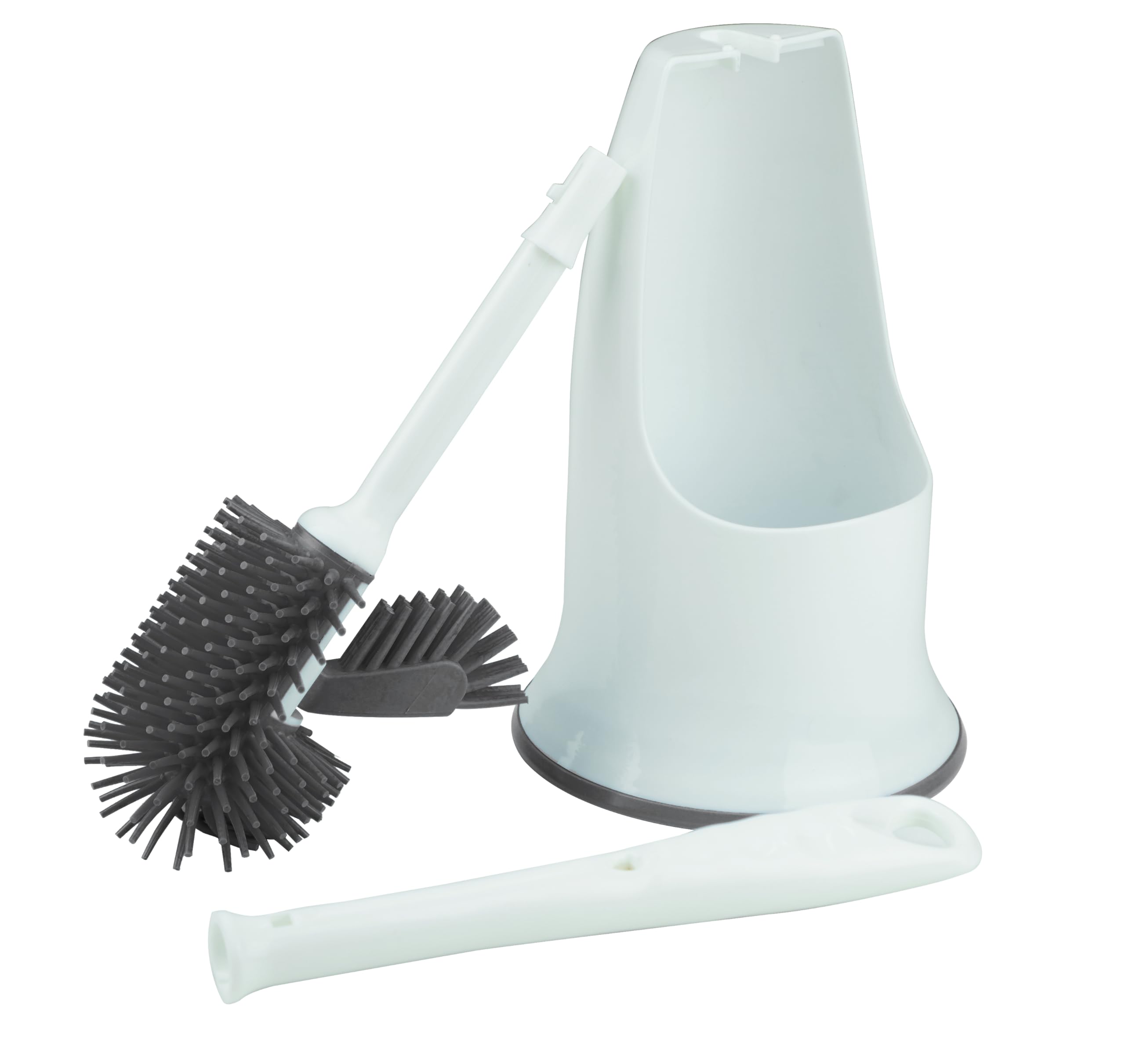 The Home Valet Company Silicone Under-Rim Toilet Brush Set with Holder, Grey