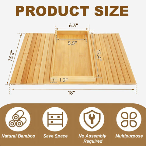 Hovoto Natural Bamboo Sofa Arm Tray, Sofatablett, Sofa Tray Table for Couch, Faltbarer Anti Rutsch Couch Arm Tisch, Sofa Side Table for Snacks