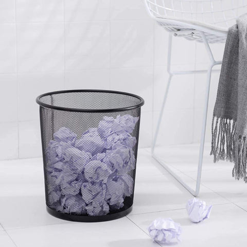 Tebery 4 Pack Mesh Waste Paper Bin, 12 Litres Metal Mesh Wastebasket, Mesh Trash Can Rubbish Bin, Waste Basket Garbage Can for Bathrooms, Kitchens