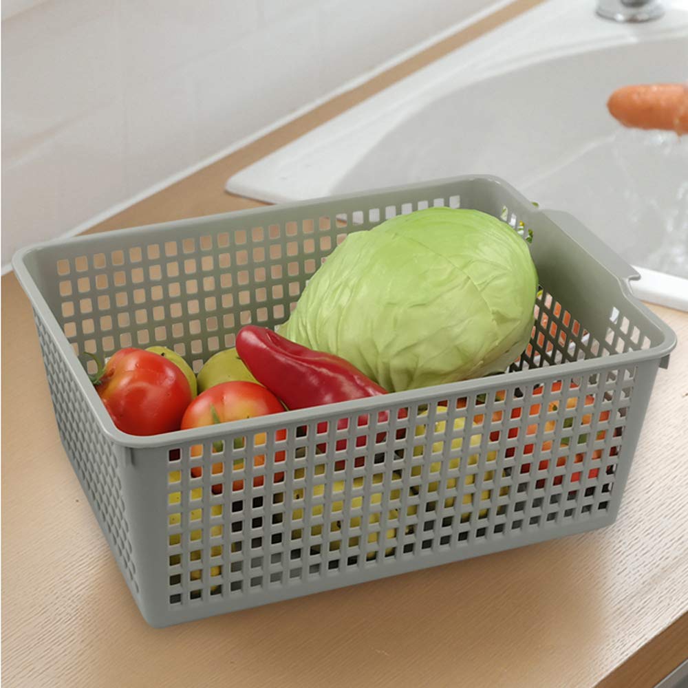 Bblina 3-pack Grey Plastic Kitchen Cupboard Storage Baskets, Plastic Storage Boxes Without Lid