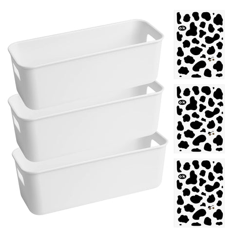 Heozhuyi 3 Pcs Plastic Storage Baskets with Handles, Kitchen Cupboard Organiser Storage Boxes, Rectangular Storage Organizing Bins for Kitchen
