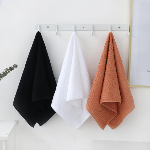 Pidada Hand Towels Set of 2 Striped Pattern 100% Cotton Absorbent Soft Decorative Towel for Bathroom (Black)