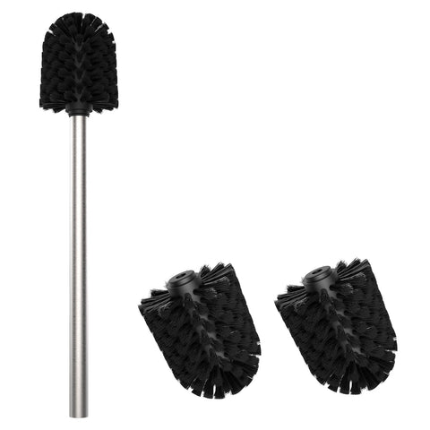 Mozmmhi Toilet Brush, Toilet Brush with 3 Replacement Heads, PP Toilet Brush Made of 304 Stainless Steel Handle for Bathroom Cleaning