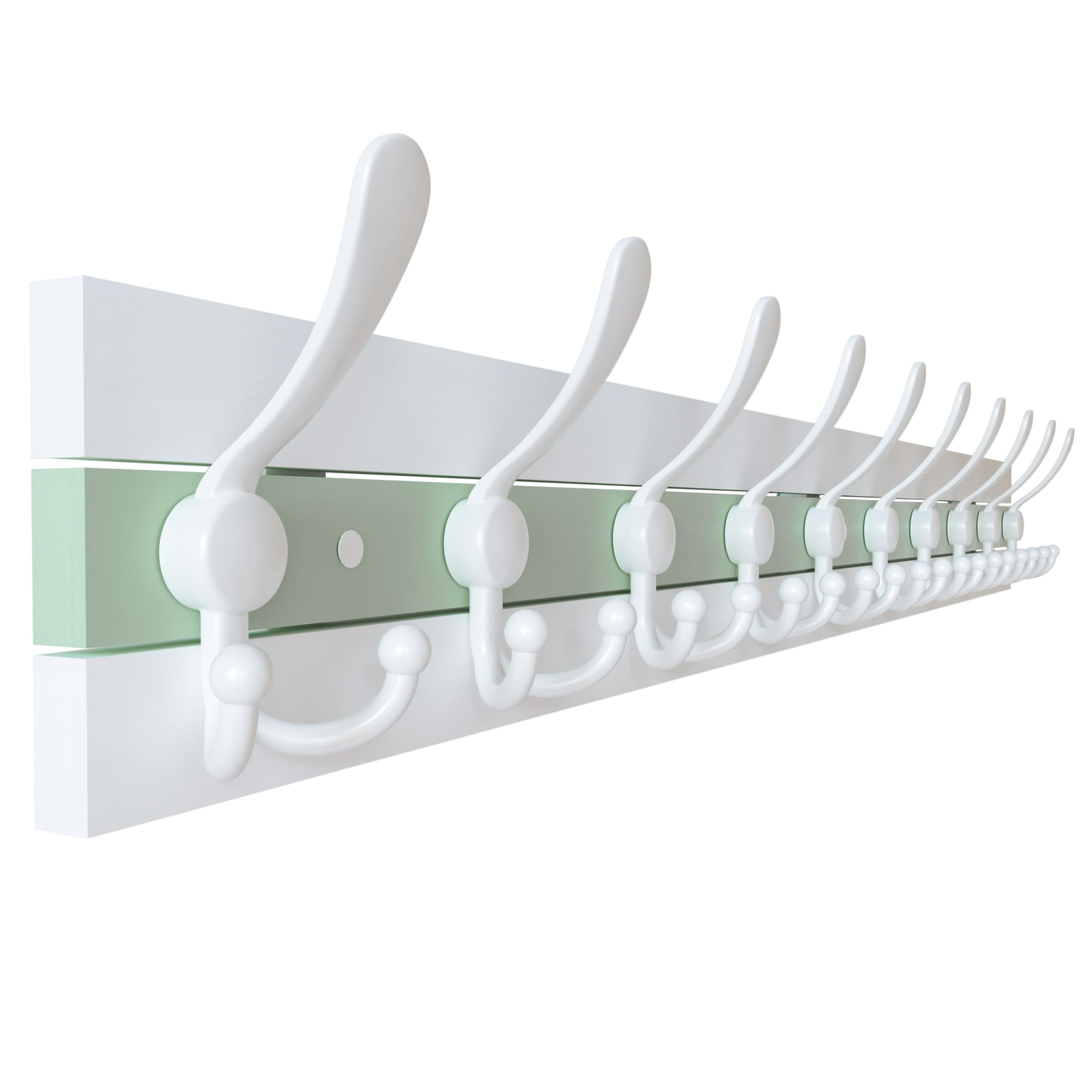 SKOLOO Coastal Wall Mounted Coat Rack - 38-1/8" Beach House Entryway Wooden Coat Hook with 10 Hooks for Hanging Coats, Hats or Towels