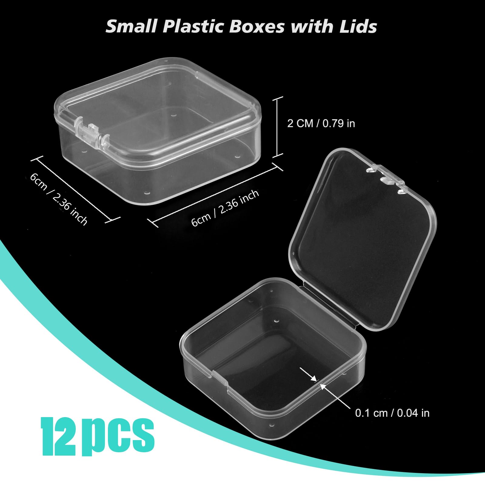 12 Pcs Small Plastic Boxes with Lids, Small Storage Boxes for Bead Storage