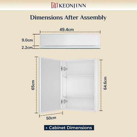 Keonjinn Bathroom Cabinets with Mirror - 50x65cm Aluminum bathroom Mirror Cabinets