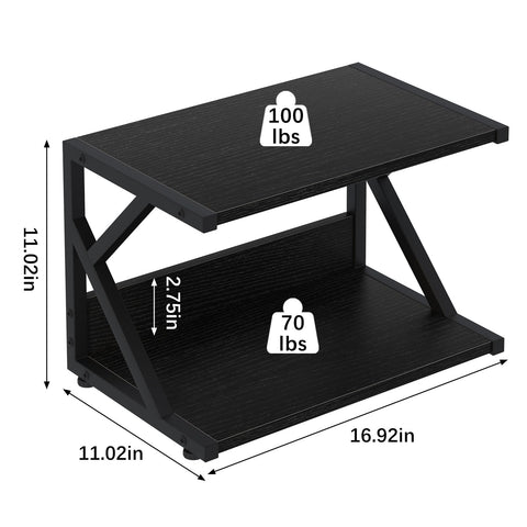 Huhote 2 Tier Desktop Printer Stand, Under Desk Printer Table, Multi-Purpose Desktop Storage and Organize