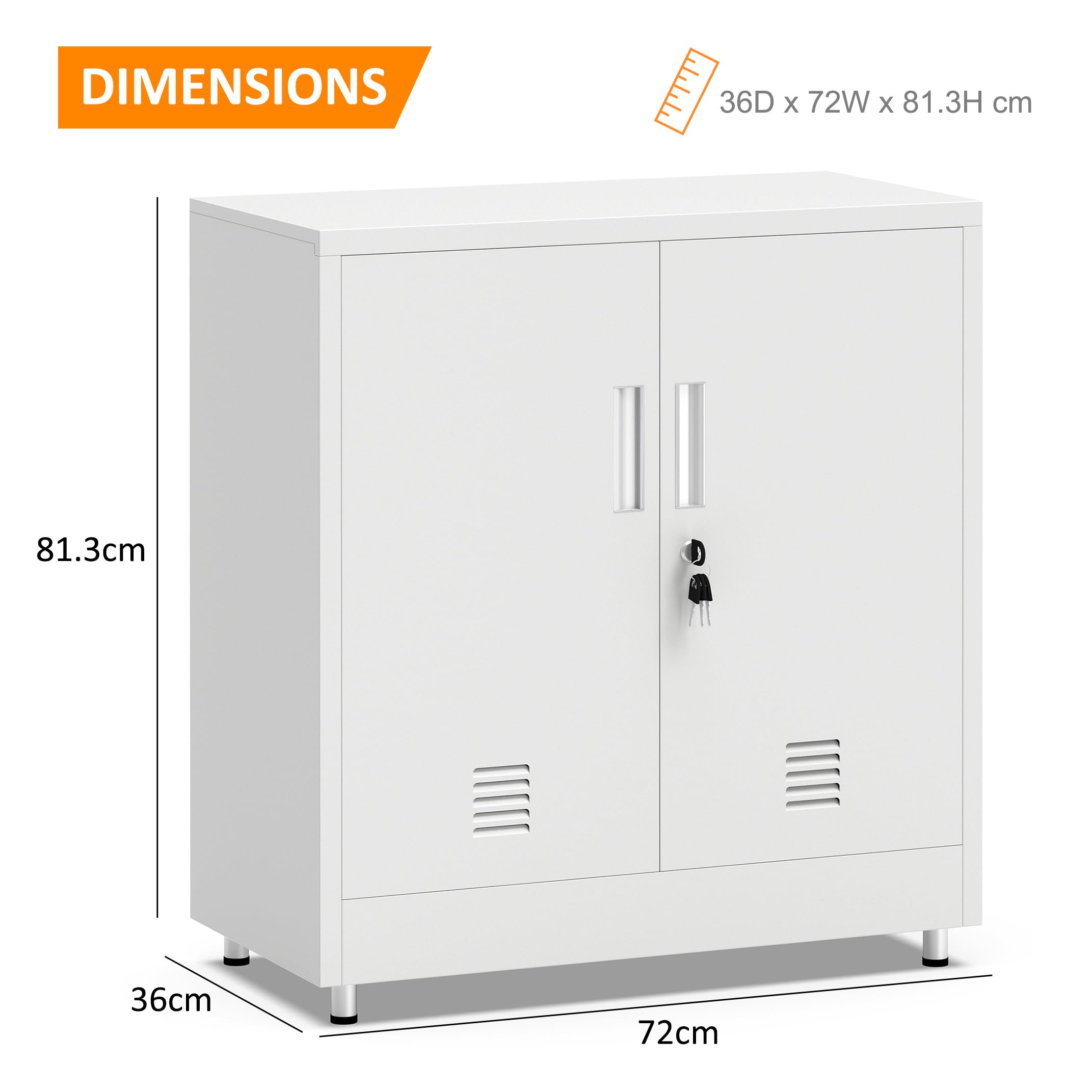 JINKUR Metal Storage Cabinet with Locking Doors and Adjustable Shelf, Small Lockable Sideboard Buffet Cabinet for Home, Office, Entryway, Hallway
