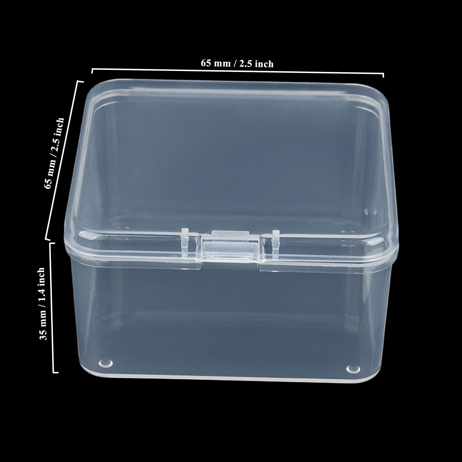 LJY Clear Square Plastic Boxes, 60 Pack, 6.5 x 6.5 x 3.5 cm