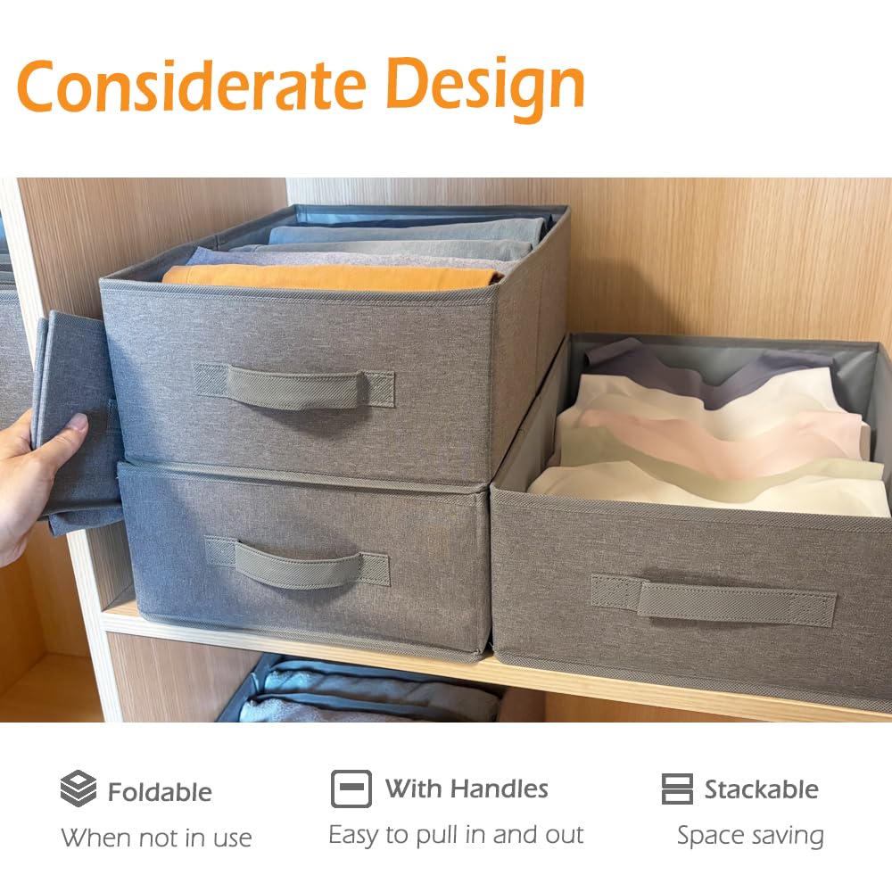 QINGGENG 2 Pack Extra-Large Wardrobe Clothes Storage Organiser with Dividers for Jumper, Jeans, Trousers, Shirts, Pants