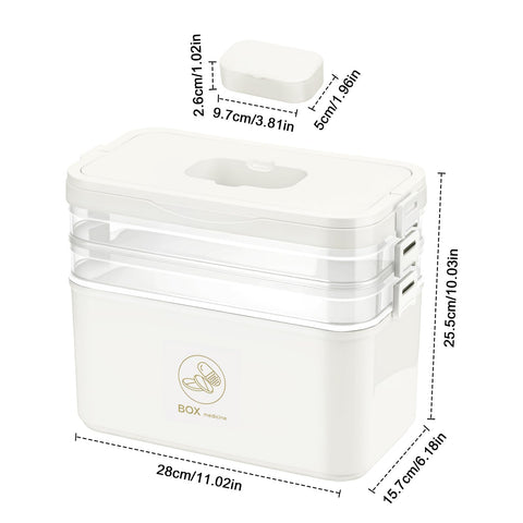 MICHIHOMIE 3 Layer Medicine Storage Box, Portable First Aid Box with Handle, Large Capacity Medicine Boxes Organiser for Home, Office, School