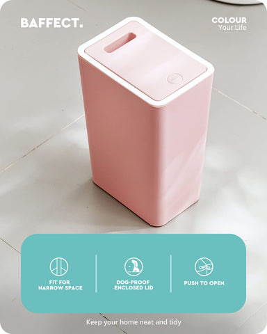 Baffect Small Trash Can with Lid Waste Basket Bathroom Garbage Can Dorm Room Essentials for Bedroom, Office, College-2.1 Gallon (Pink)