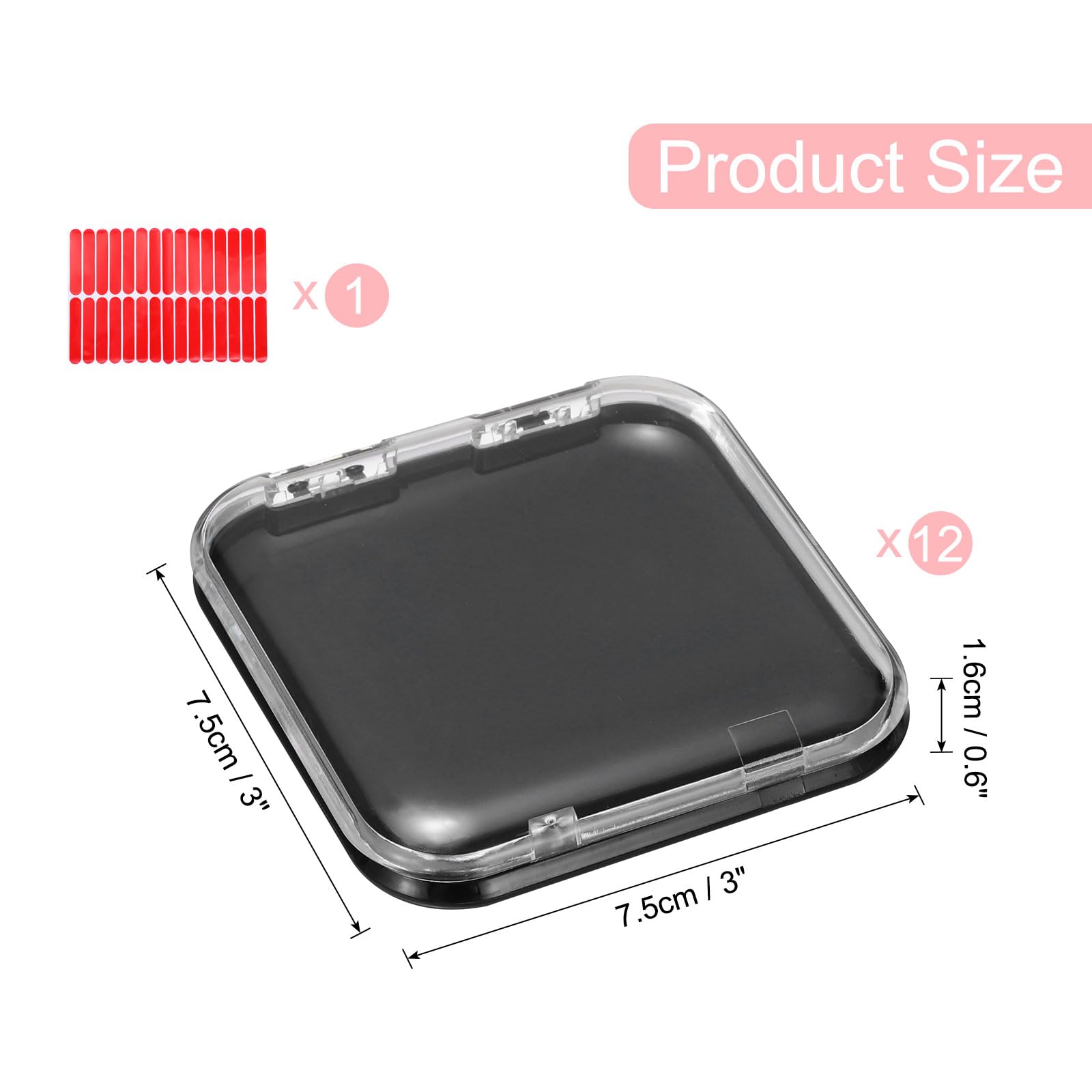 sourcing map 12 Pcs Press on Nail Storage Box with Adhesive Double Sided Tape, Acrylic Nail Display Box for Nail Salon Home Storage Supplies