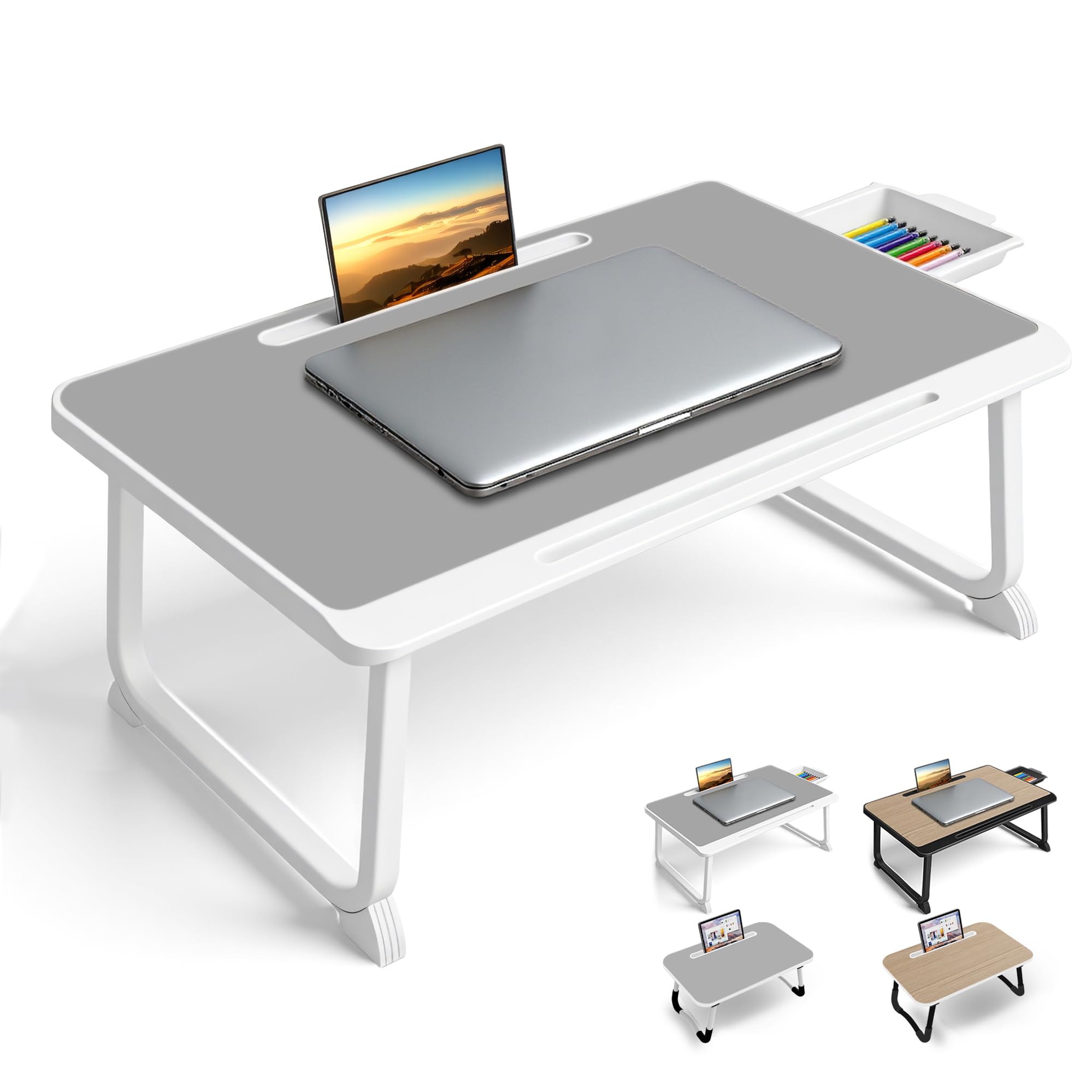 Laptop Bed Desk - Lap Desk for Breakfast in Bed, Study, Office Work, Gaming, Writing & Reading,Tray Table for Sofa, Couch
