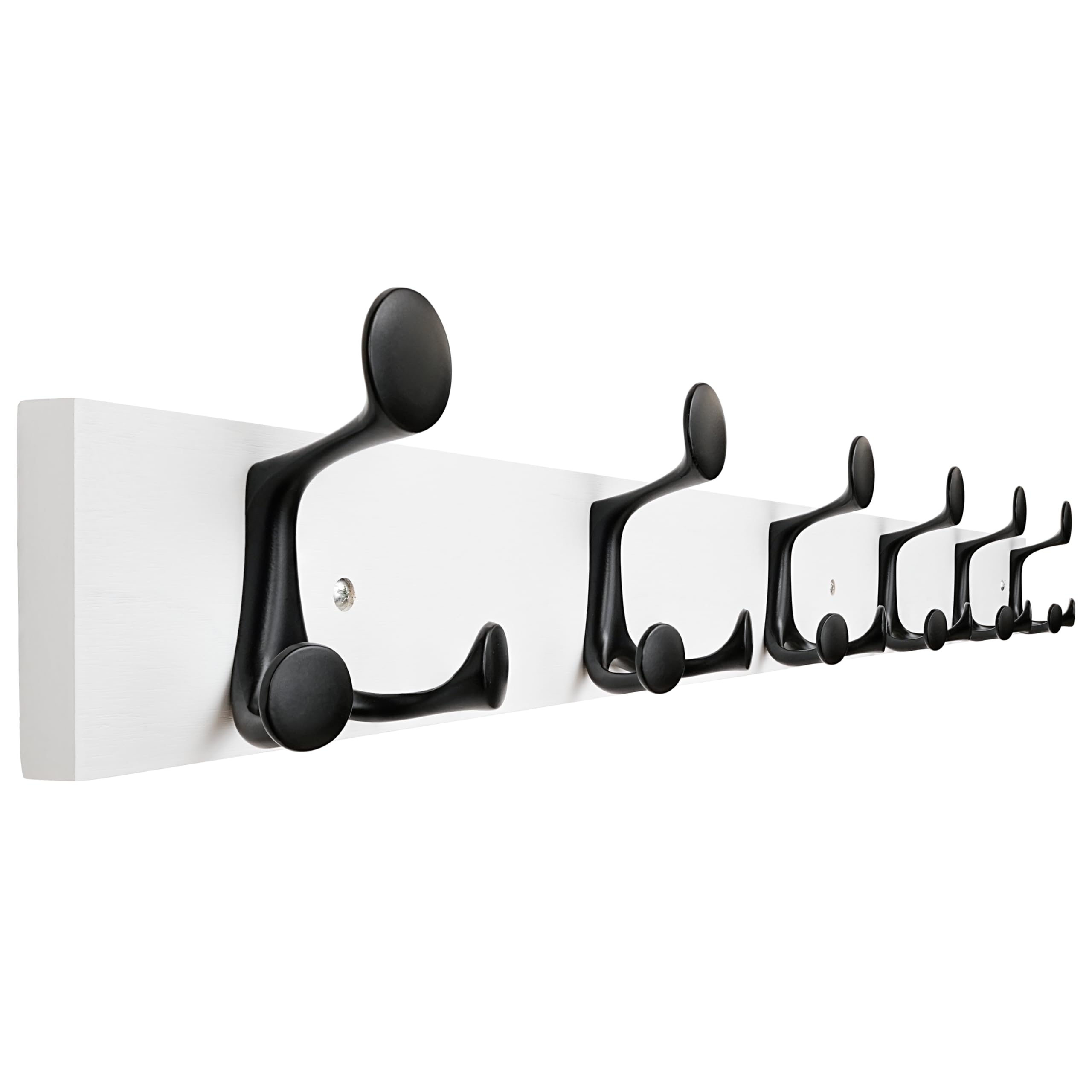 SKOLOO 99cm White Wood Coat Rack Wall Mount with 6 Triple Hooks - Ideal for Family Entrances, Classrooms, and Pet Supplies Storage