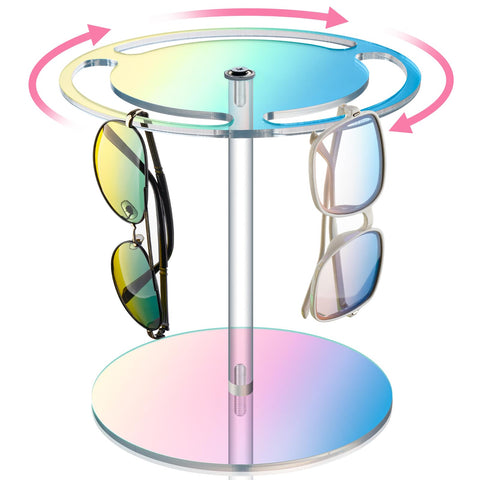 NiHome Iridescent Acrylic Rotating Sunglasses Holder Stand, Rotating Glasses Holder for Home/Retail Display