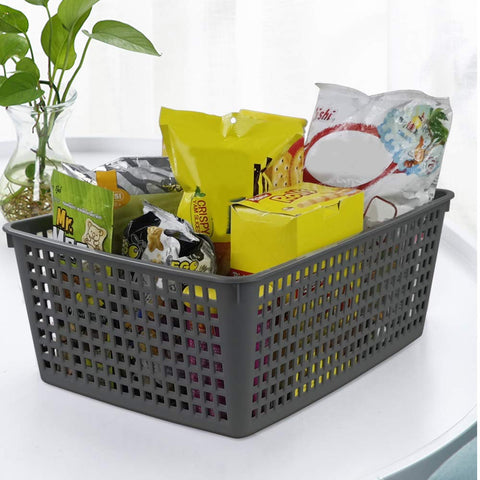 Ortodayes Cupboard Storage Baskets, Set of 3 Storage Baskets, Plastic Basket Organizer Grey