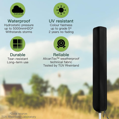 AWNIC Rotary Airer Cover Washing Lines for Rotary Clothes Dryer Tear Resistant Waterproof 420D Oxford Black 16X16X165cm