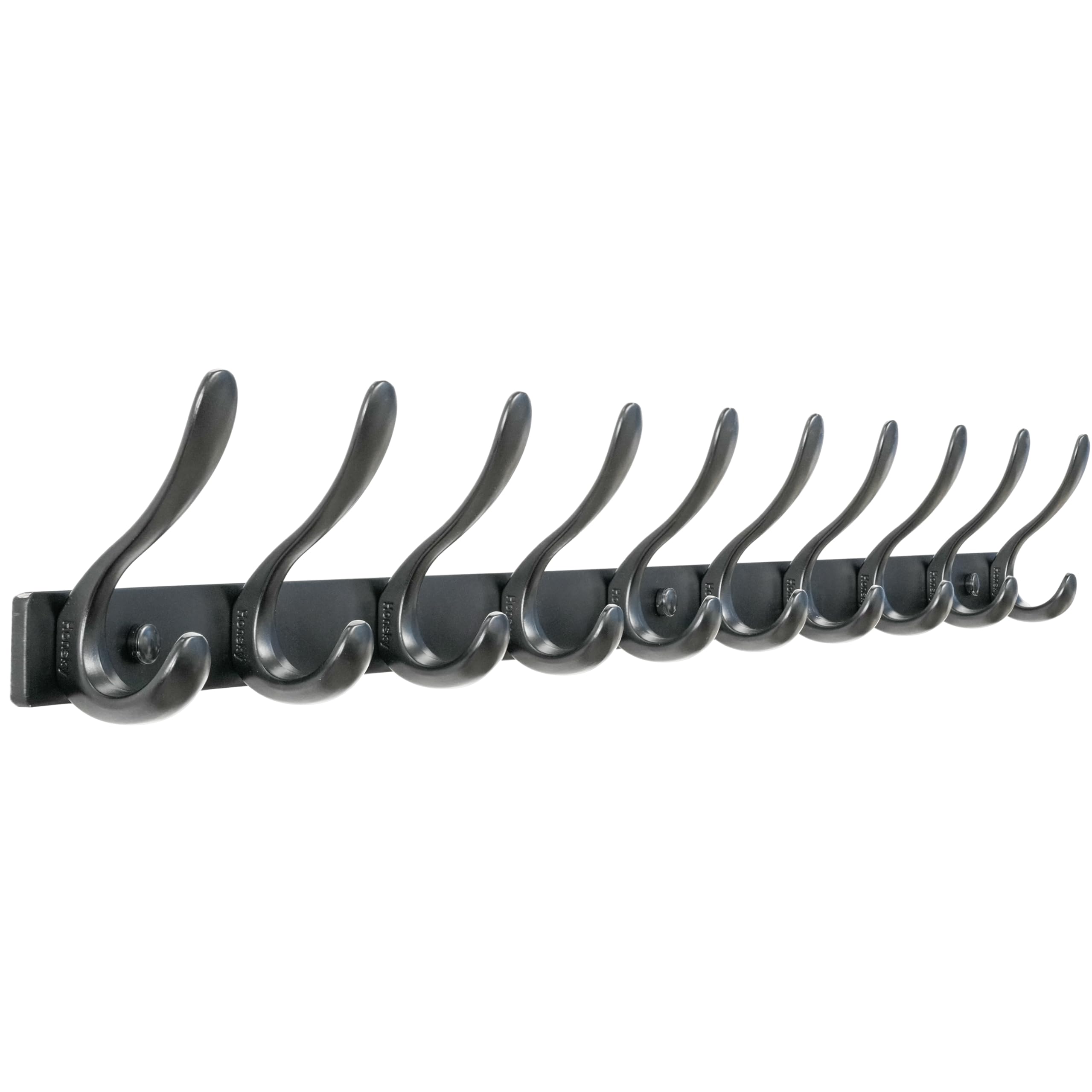 HONSKY Wall Mounted Coat Rack - 94cm Long Heavy Duty Metal 10 Double Hook, Sturdy & Space-Saving, for Hallway,Bedroom, Entryway, Holds Jackets