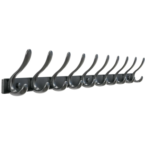 HONSKY Wall Mounted Coat Rack - 94cm Long Heavy Duty Metal 10 Double Hook, Sturdy & Space-Saving, for Hallway,Bedroom, Entryway, Holds Jackets