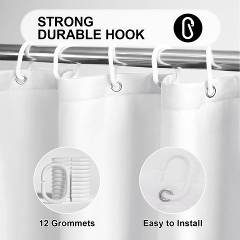 LUKDUNG 180 x 220 cm Polyester Textile Shower Curtain Anti-Mould for Bathroom, Curtain for Bathtub Shower Made of Fabric Waterproof Washable Shower