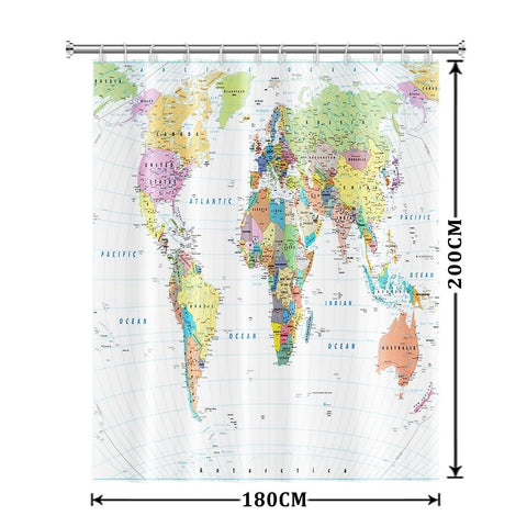 Xiaoterna World Map Shower Curtain Colorful Nautical Map Ocean Bathroom Curtain White Coastal Ocean Shower Curtain for Bathroom Machine Washable