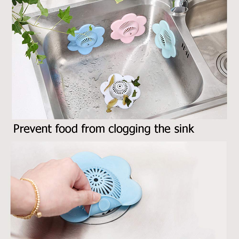 2 Pcs Drain Covers with 2 Pcs Hair Drain Clog Remover, Kitchen Bathroom Hair Catcher Drain Protector Tub Drain Filter