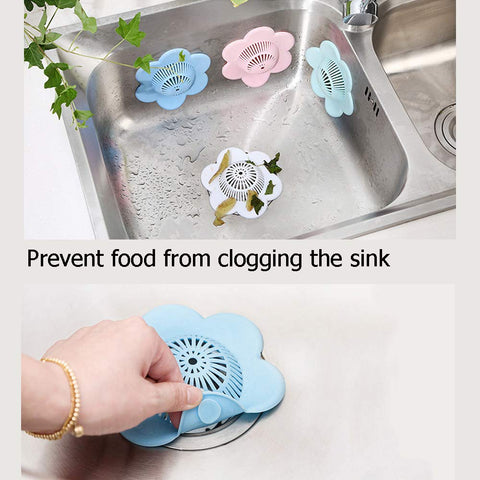 2 Pcs Drain Covers with 2 Pcs Hair Drain Clog Remover, Kitchen Bathroom Hair Catcher Drain Protector Tub Drain Filter