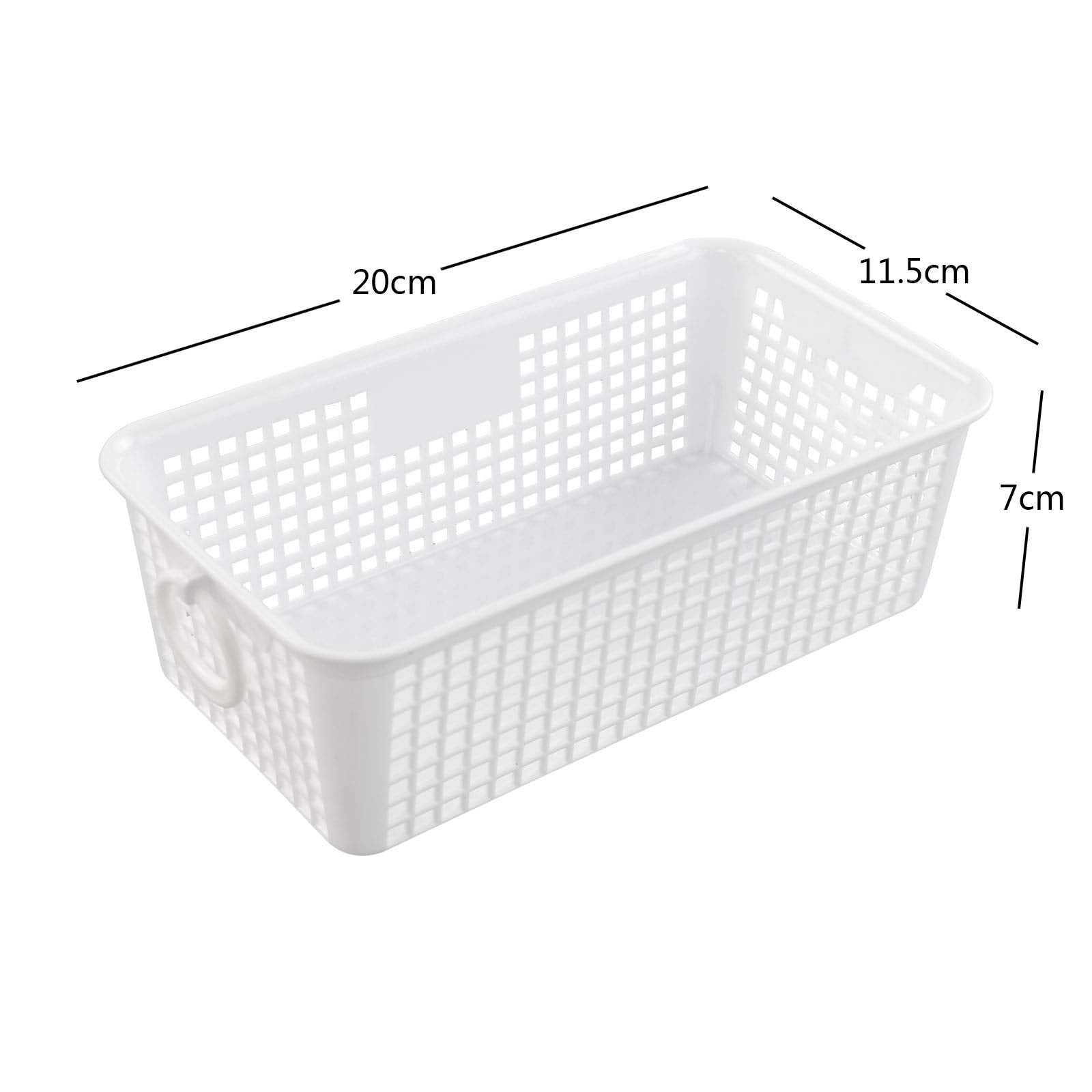 Cadineer 6 Packs Mini Storage Basket with Handles, Plastic Home Baskets, White, F