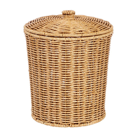 PRETYZOOM Portable Laundry Basket with Lid Woven Storage Bin for Dirty Clothes Sundries and Household Organizing 11X9X9 Inch Compact Container