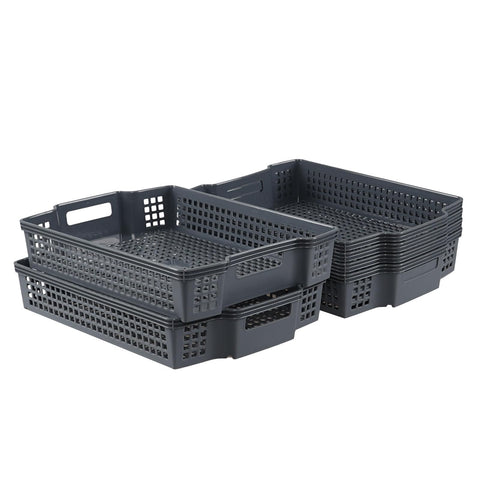 Eudokky 6 Packs Stackable Storage Baskets, Grey Plastic Storage Tray