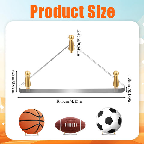 Larrel Basketball Stand Display, Stable Soccer Ball Stand with Feet Triangular Ball Holder for Displaying Sports Memorabilia, Basketball