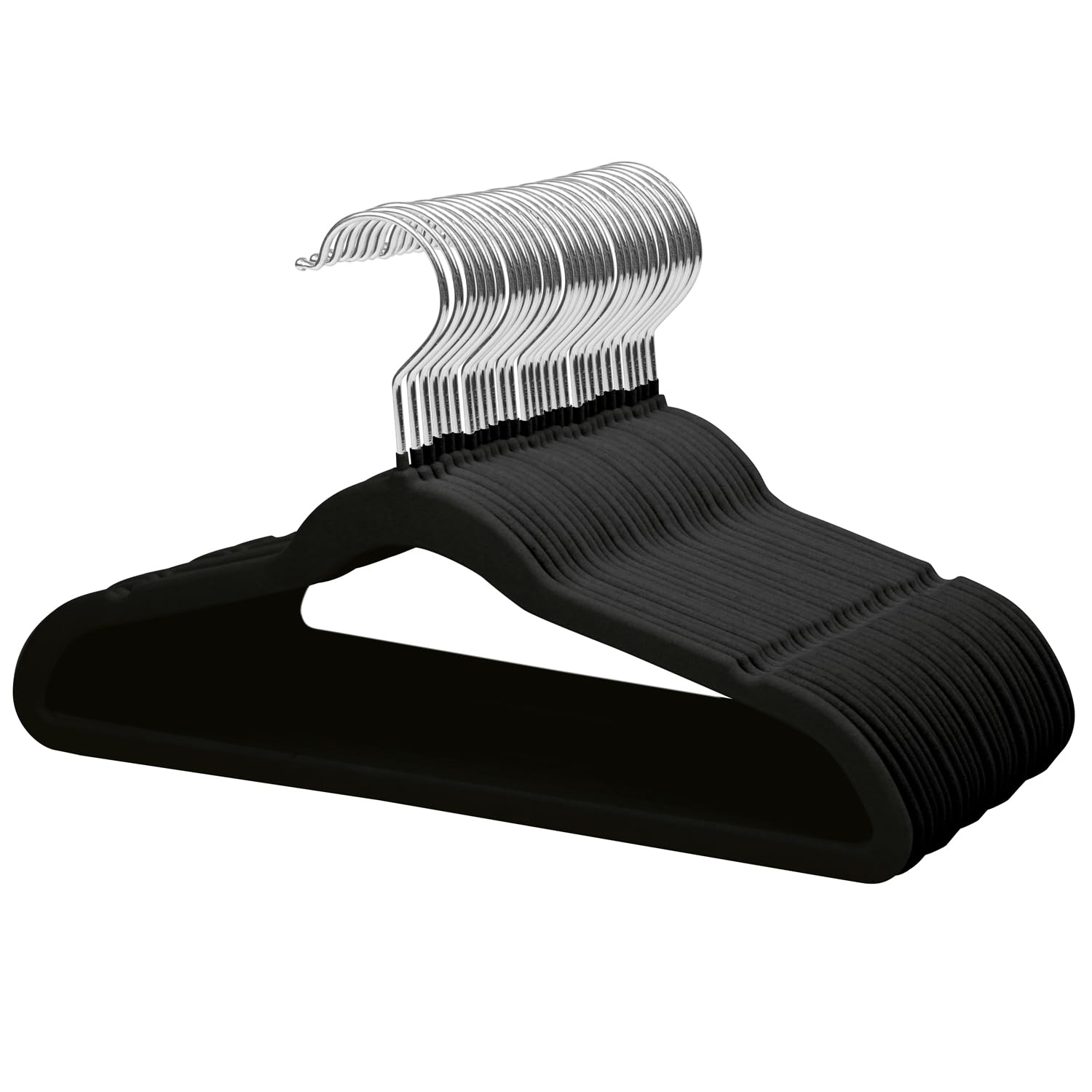 ManGotree 14 Inch Kids Velvet Hangers Felt Children's Hangers 32 Pack Black